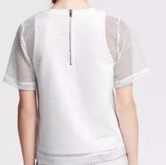 Banana Republic White Net Style Overlay Short Sleeve Top - Picture 8 of 15